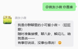 微友小微在群内回答你是谁的截图